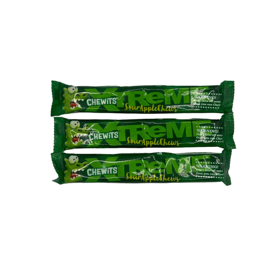 CLEARANCE: Xtreme Chewits Sour Apple Chews Sweets (34g) Vegetarian Halal