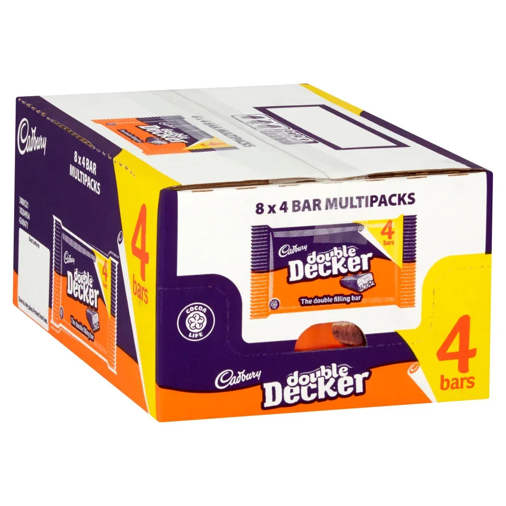 Cadbury Double Decker Chocolate Bar 4 Pack 149.2g PMP, Milk Chocolate, Vegetarian Gelatine Free - Frosty Sweet Factory