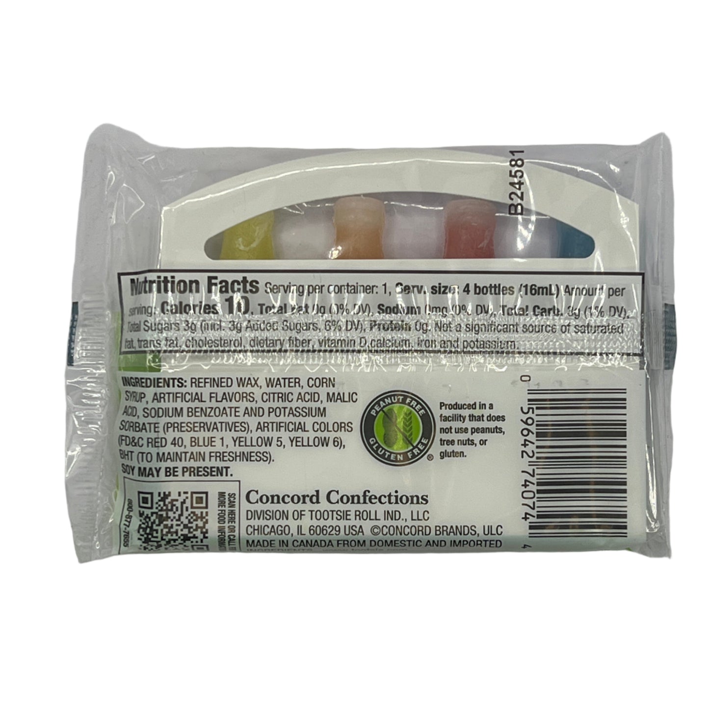 Cry Baby Sour Wax Candy Bottles 4 Pack 1.36oz (39g) American Liquid Filled Mini Wax Drink Bottle Wax Candy USA Very Sour Candy Snack