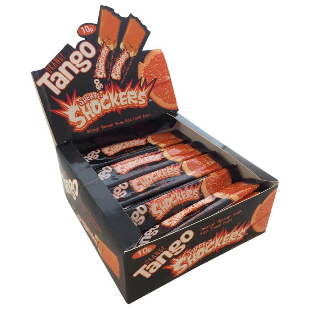 Tango Sherbet Shockers Sour Orange 10g Chew Bar Halal Vegetarian Vegan Gelatine Free Gluten Free Chew Bars Candy Sweets