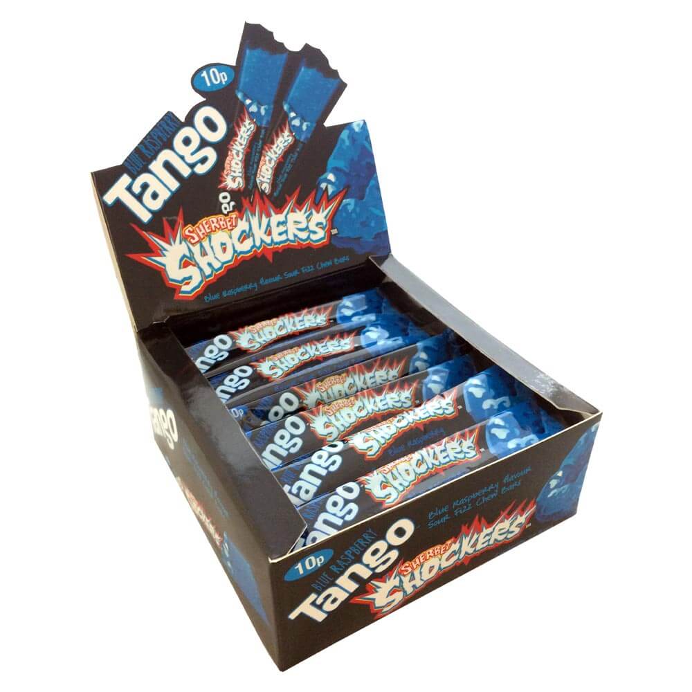 Tango Sherbet Shockers Sour Blue Raspberry 10g Chew Bar Halal Vegetarian Vegan Gelatine Free Gluten Free Chew Bars Candy Sweets