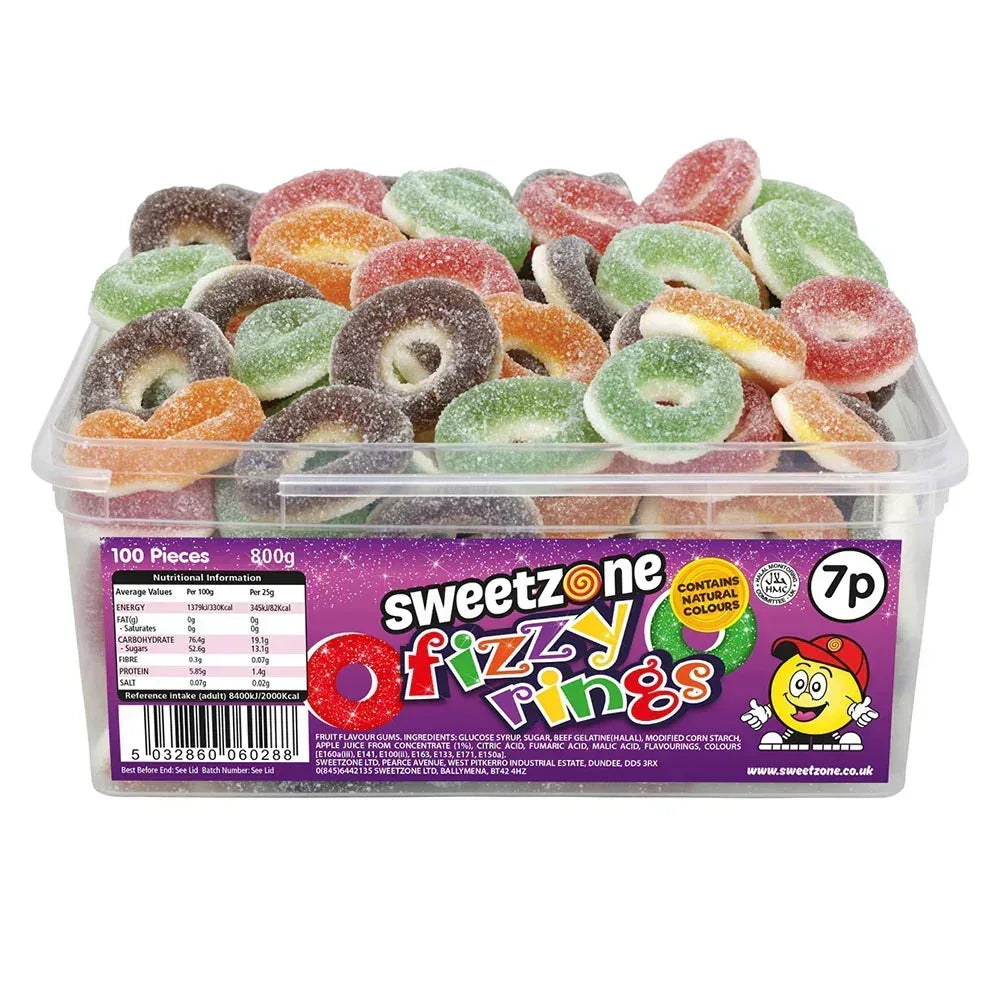 Pick N Mix Rings & Slices Apple, Blue Raspberry, Fizzy, Peach Watermelon Halal Candy Salad Snack Sweets - Frosty Sweet Factory