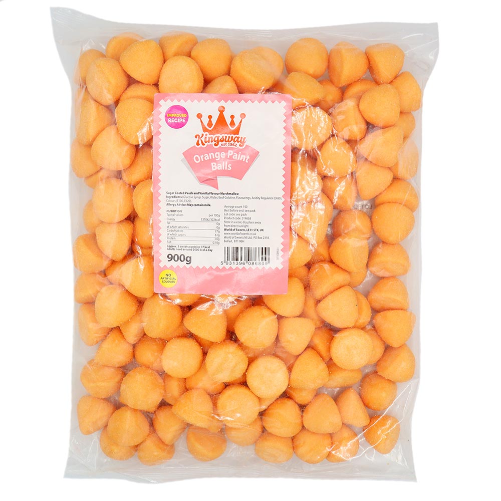 Frostys Paint Balls Orange Peach & Vanilla Marshmallow Foam Marshmallows Pick N Mix Candy Salad Mallow Snacks