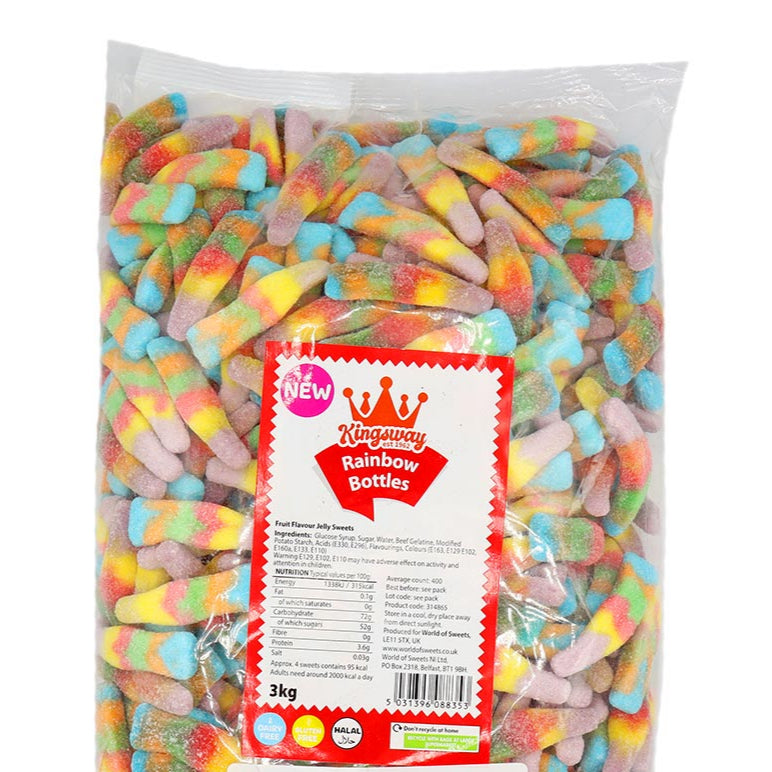 Frostys Rainbow Bottles Sweets Sugar Coated Gluten Free Dairy Free Halal Jelly Candy Salad Sweet Snacks
