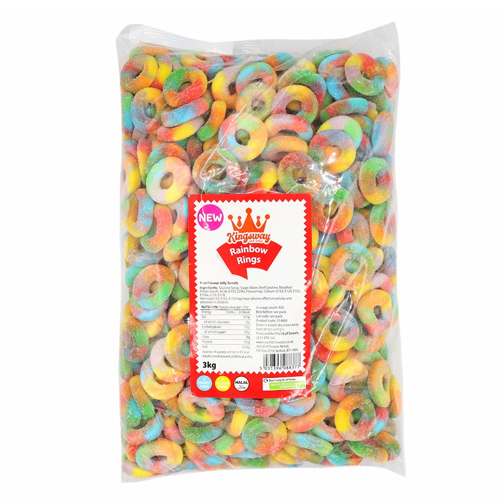 Frostys Rainbow Rings Sweets Sugar Coated Gluten Free Dairy Free Halal Jelly Candy Salad Sweet Snacks