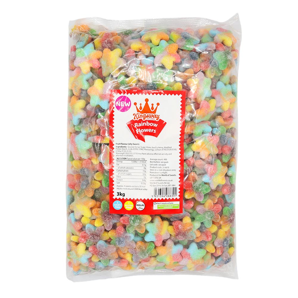 Frostys Rainbow Flowers Sweets Sugar Coated Gluten Free Dairy Free Halal Jelly Candy Salad Sweet Snacks
