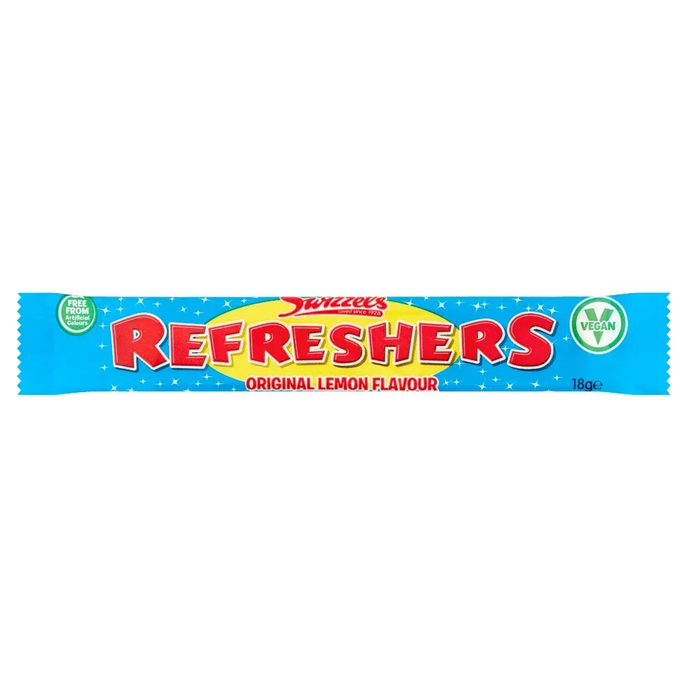 Swizzels Refreshers Original Lemon Flavour Chew Bar 18g Candy Chew Bars Sweets Vegan, Halal, Vegetarian - Frosty Sweet Factory