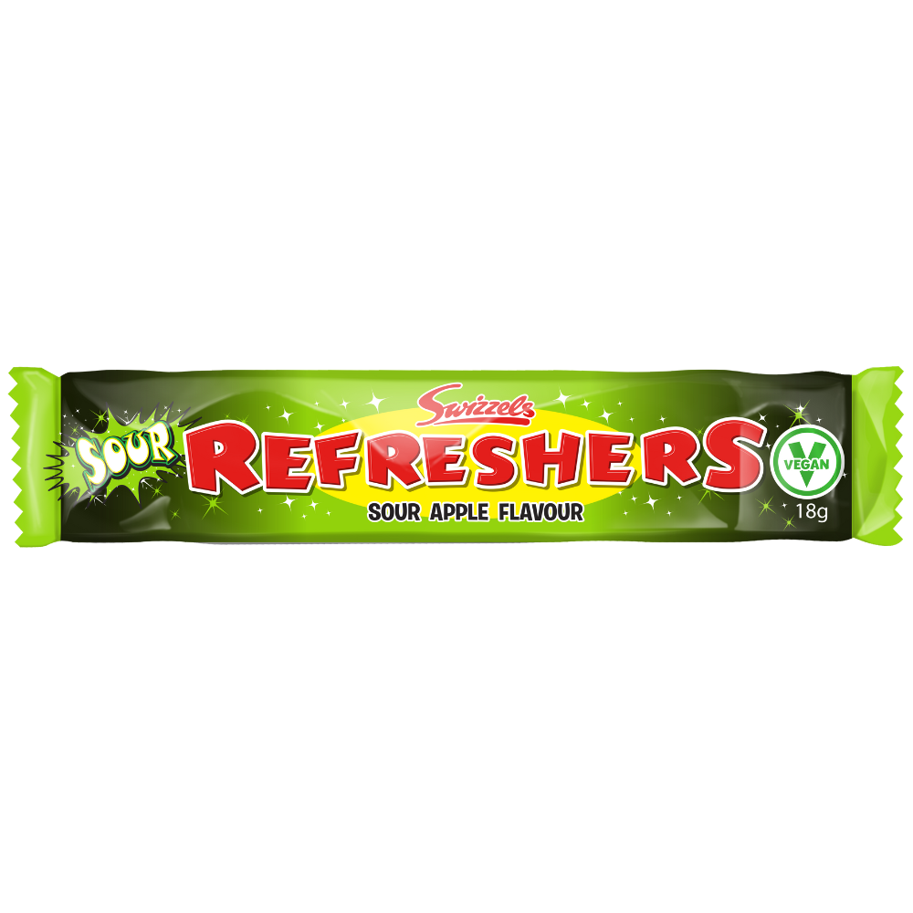 Swizzels Refreshers Sour Apple Flavour Chew Bar 18g 20p PMP Candy Chew Bars Sweets Vegan, Halal, Vegetarian - Frosty Sweet Factory