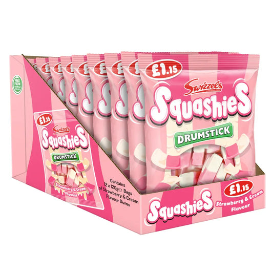 Swizzels Squashies Strawberry & Cream Flavour 120g Candy Sweet Snack Bags - Frosty Sweet Factory
