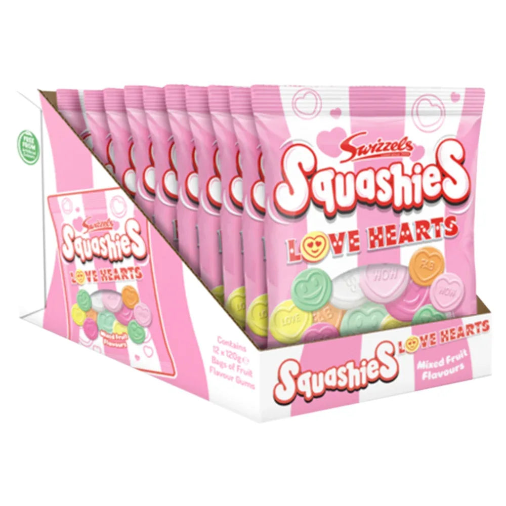 Swizzels Squashies Love Hearts Mixed Fruit Flavour 120g Limited Edition Candy Sweet Snack Bags - Frosty Sweet Factory