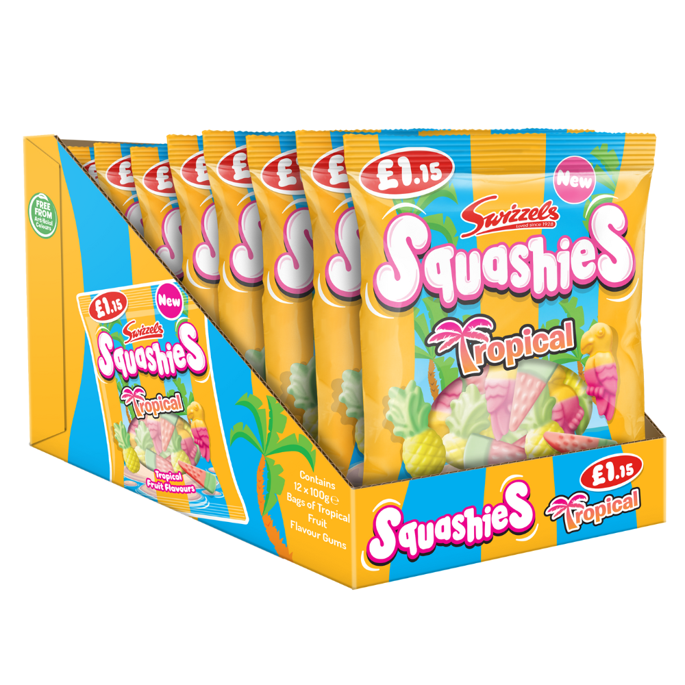 Swizzels Squashies Tropical Flavour Gums 100g Candy Sweet Snack Bags