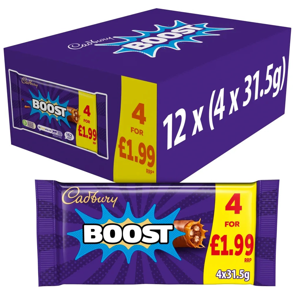 Cadbury Boost Chocolate Bar 4 Pack Multipack 126g (4 x 31.5g) - Frosty Sweet Factory