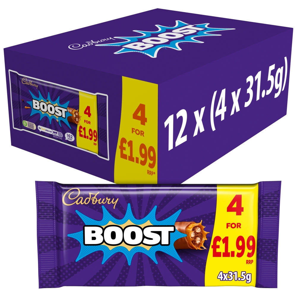 Cadbury Boost Chocolate Bar 4 Pack Multipack 126g (4 x 31.5g)
