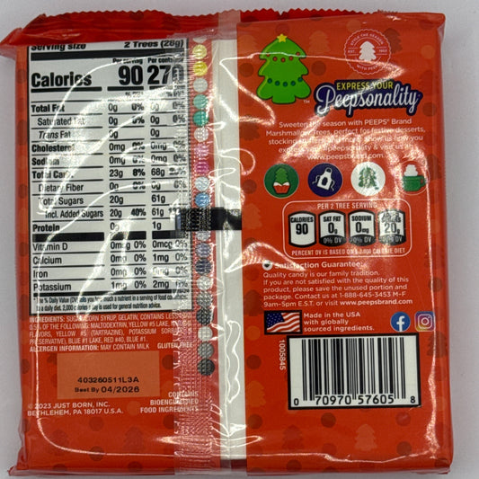 Peeps Christmas Tree Marshmallow - 6 Pack 3oz (85g) Christmas Mallows, USA Marshmallows Mallows, Gingerbread, Gluten Free, Fat Free