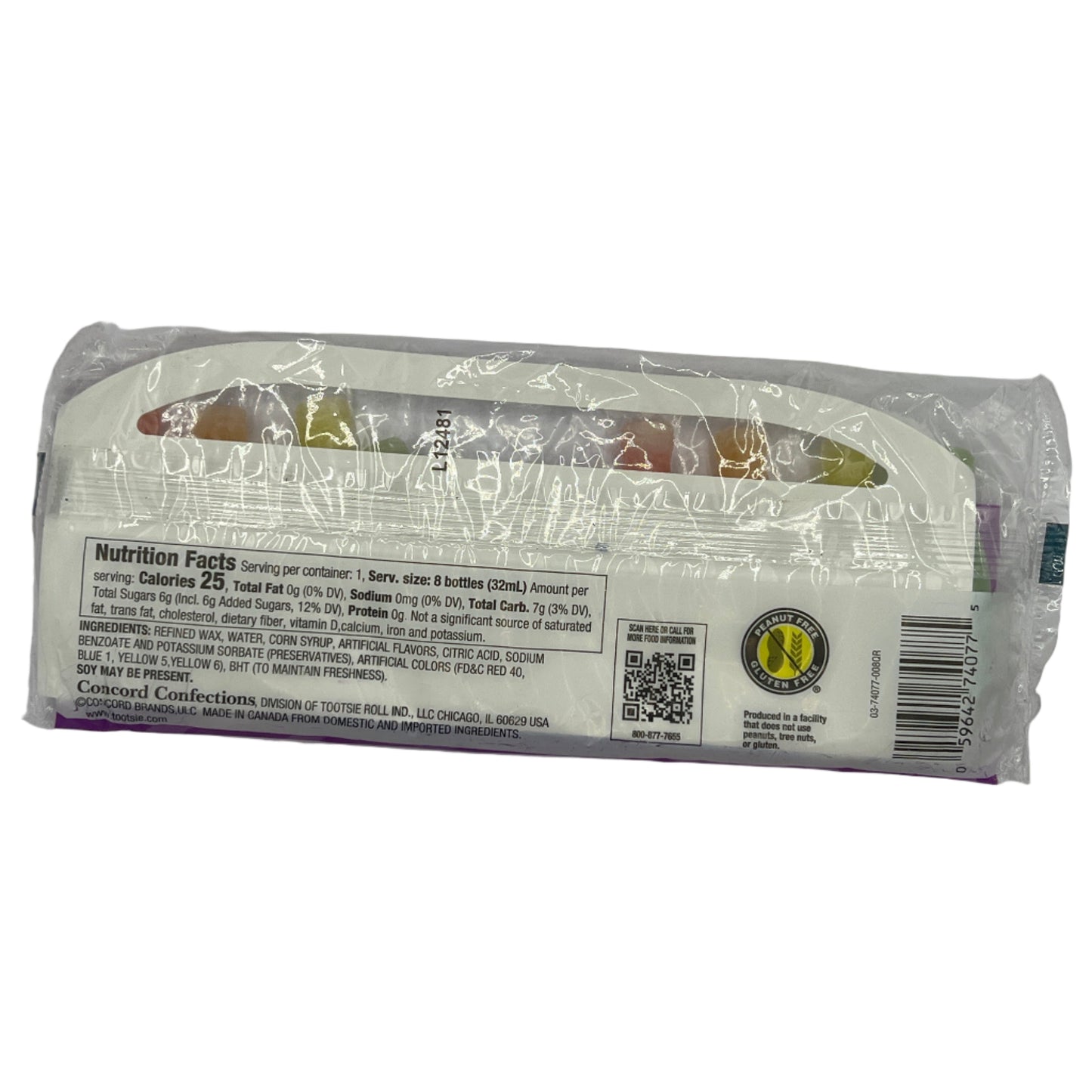 Nik-L-Nip Original Wax Candy Bottles 8-pack 2.79oz (79g) American Liquid Filled Mini Wax Drink Bottle Concord Wax Candy USA Candy Snack