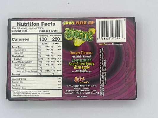 Flix Sour Box of Boogers Theatre Box 3oz (85g) - Frosty Sweet Factory