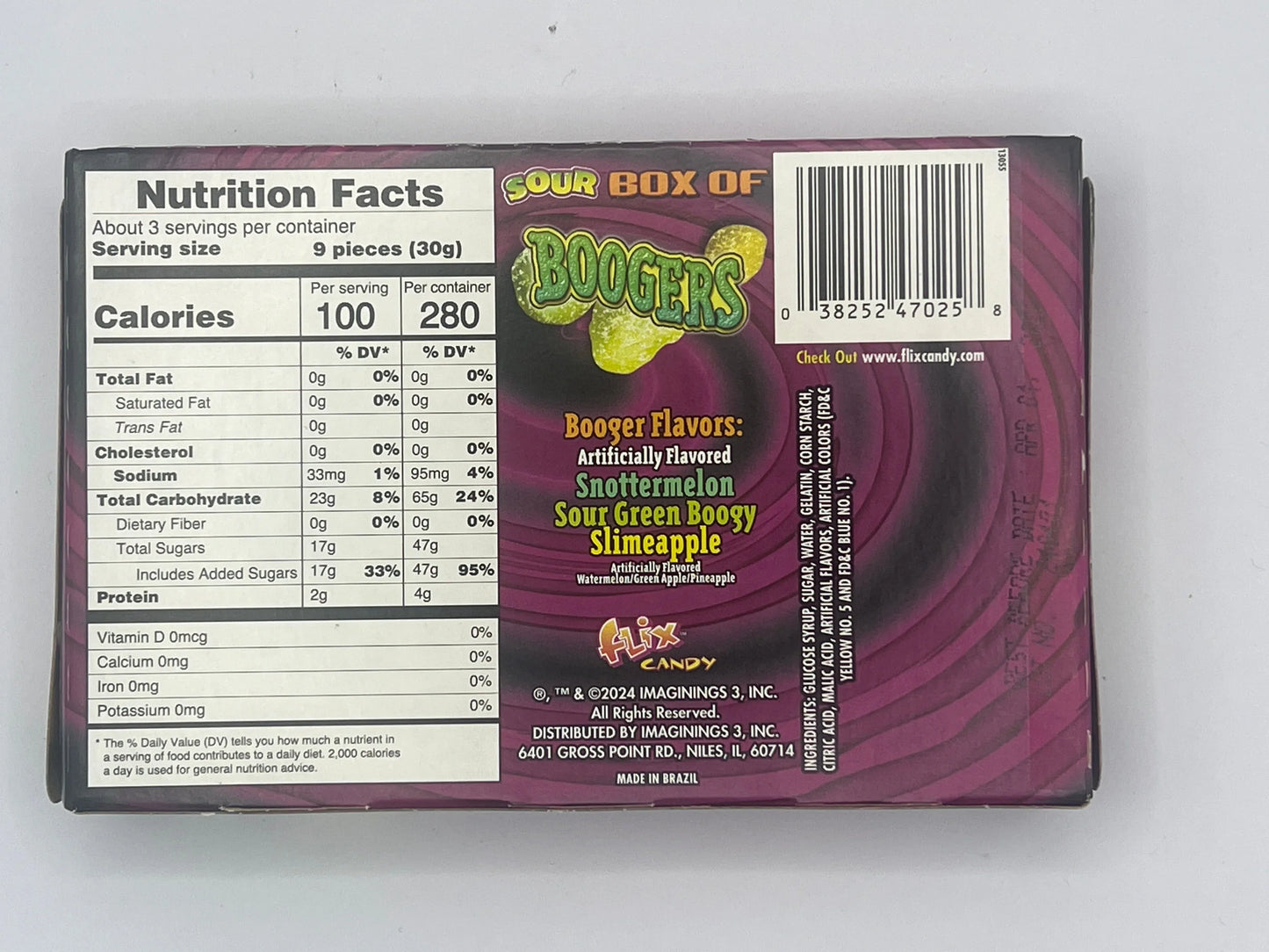 Flix Sour Box of Boogers Theatre Box 3oz (85g) - Frosty Sweet Factory