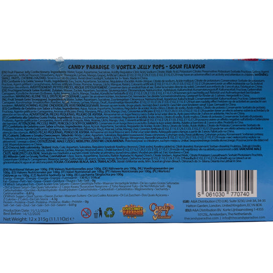 Candy Paradise Jelly Pops Sour Candy 315g Bag, 9 Jelly Fruits, TikTok Jelly, Halal, Vegetarian Fruity Pops Ice Pops Sour Vortex Jelly Pops Jelly Confectionery Candy