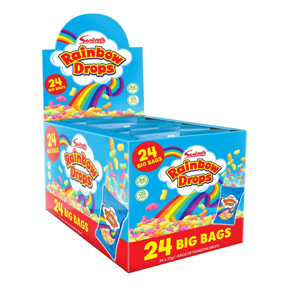 Swizzels Rainbow Drops Mega Bags 32g Vegetarian Candy Snacks