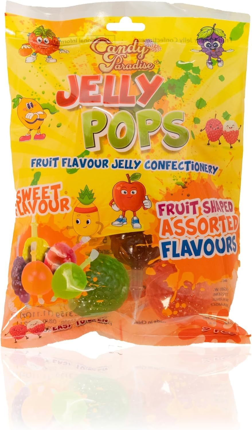 Candy Paradise Jelly Pops Fruity Candy 315g Bag, 9 Jelly Fruits, TikTok Jelly, Halal, Vegetarian Fruity Pops Ice Pops Vortex Jelly Pops Jelly Confectionery Candy