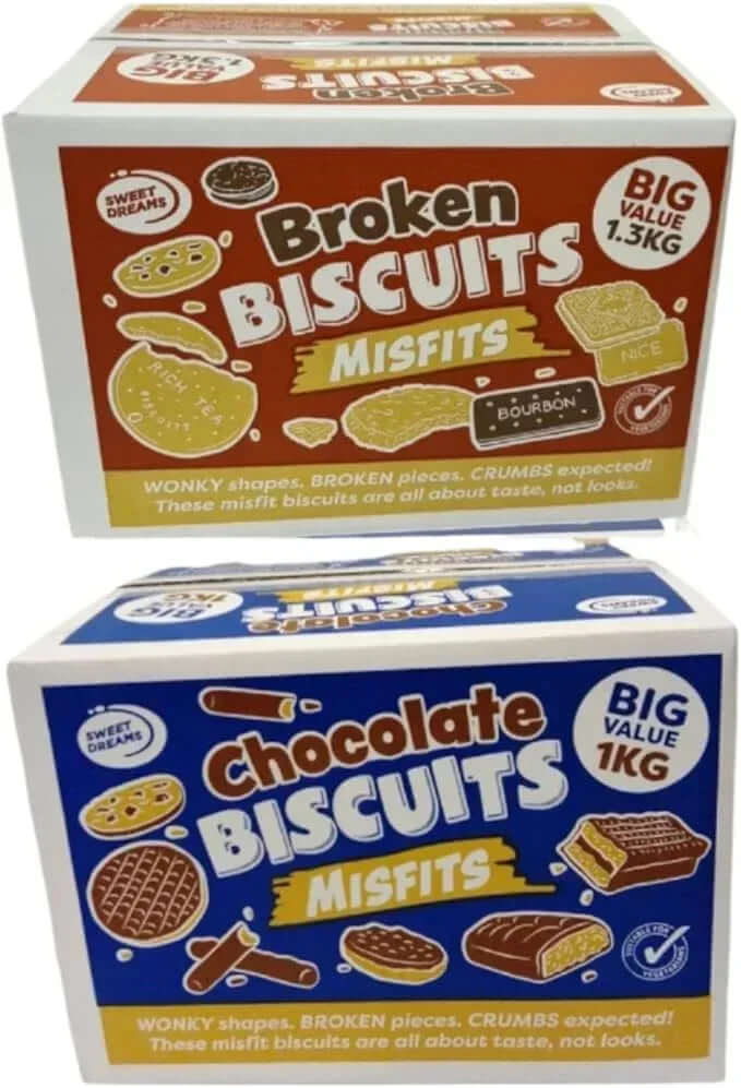 2 x Sweet Dreams Assorted Biscuits (Chocolate 1KG & Broken Biscuits 1.3KG) Biscuit Selection 1KG & 1.3KG - Frosty Sweet Factory