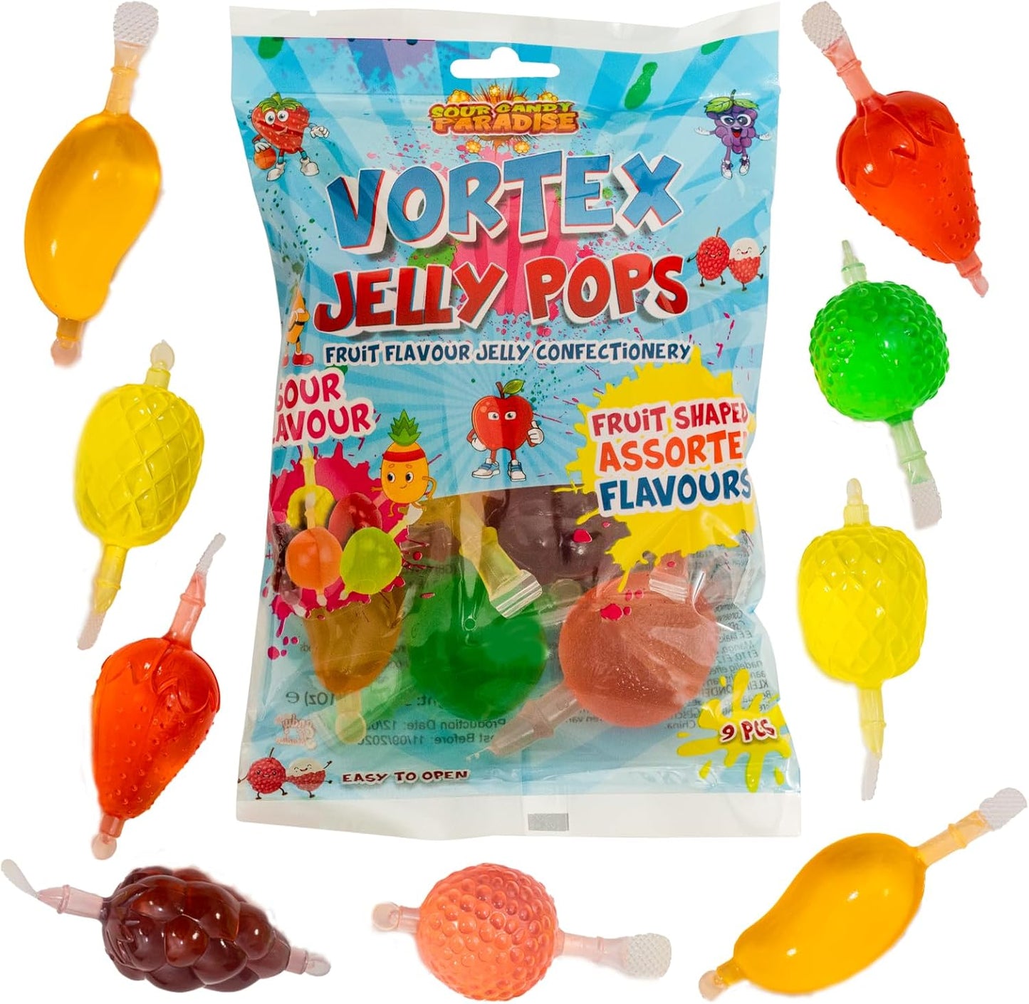 Candy Paradise Halal Sour Vortex Jelly Pops Bag Sour Candy 315g Jelly Fruits TikTok Jelly Fruity Pops Ice pops - Frosty Sweet Factory