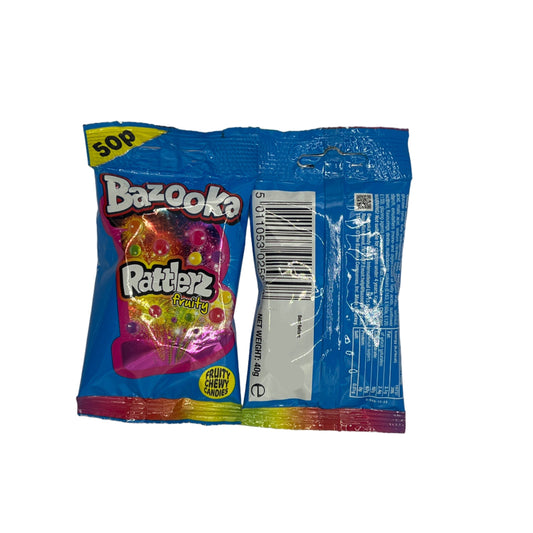 Bazooka Rattlerz Fruity Bag 40g Halal, Gluten Free