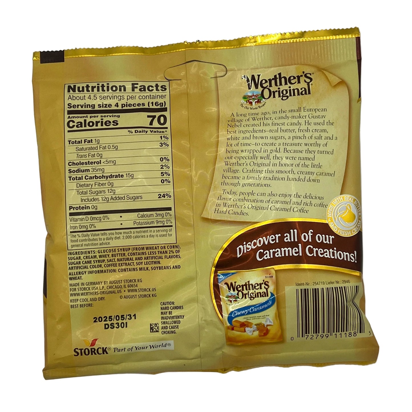 CLEARANCE: Werthers Caramel Coffee Hard Candies 2.65oz (77.9g) USA Hard Candy Sweets - Frosty Sweet Factory