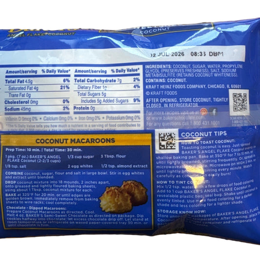 Bakers Angel Flake Coconut 7oz (198g)