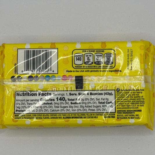 Peeps Easter Yellow Bunnies 4PK 1.5oz (42g) Easter Mallows, USA Marshmallows Mallows, Vanilla, Gluten Free, Fat Free