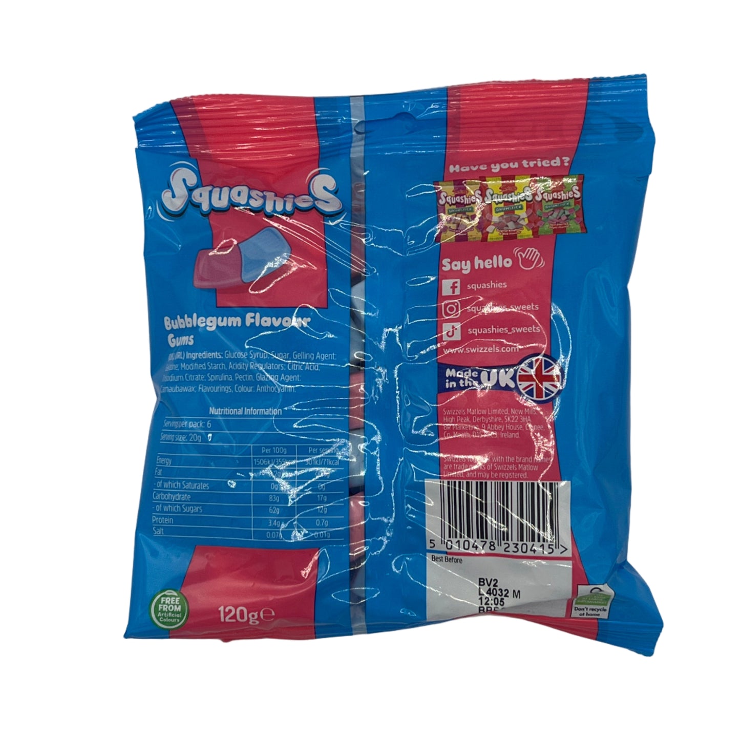 CLEARANCE: Swizzels Drumstick Squashies Bubblegum Flavour 120g PMP Candy Sweet Snack Bags
