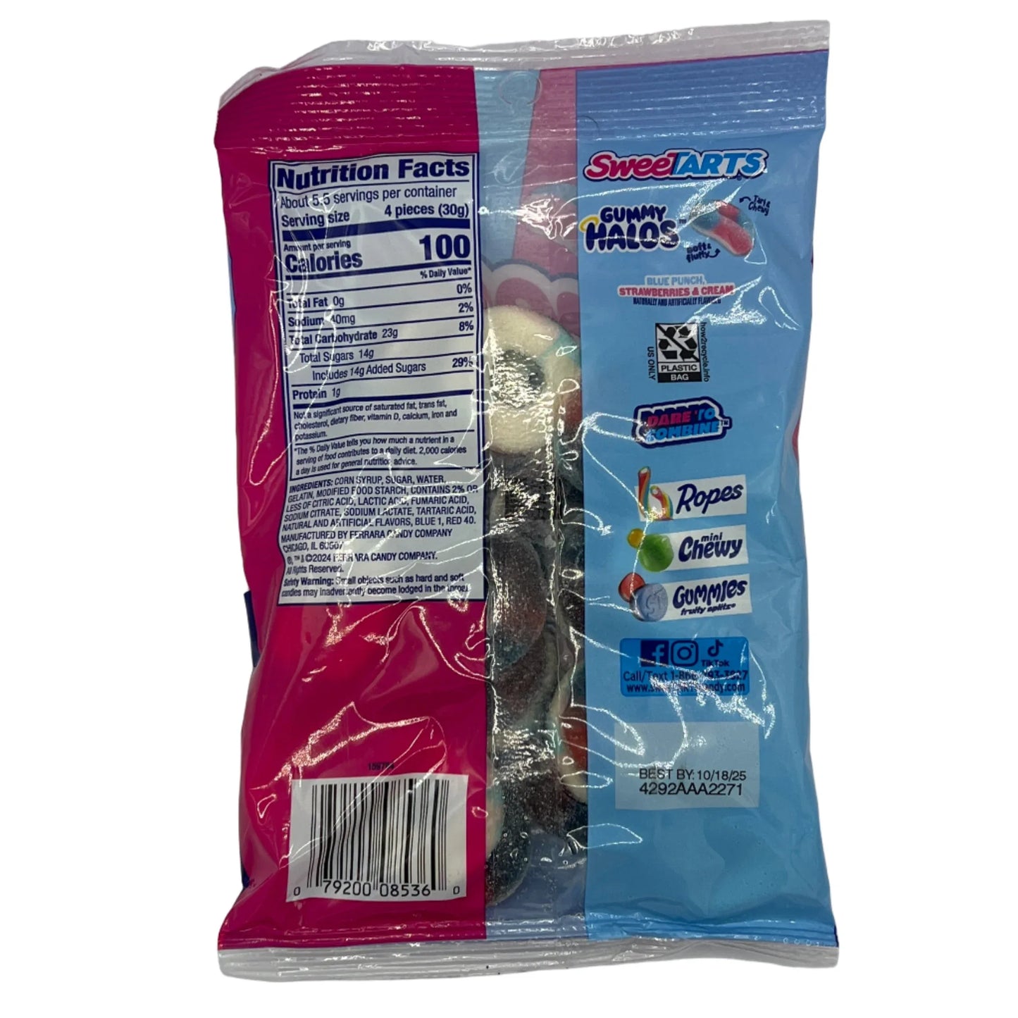 CLEARANCE: Sweetarts Gummy Halos Peg Bag 6oz (170g) USA Candy Sweets - Frosty Sweet Factory