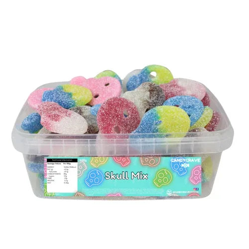Pick N Mix Fizzy Jelly Skulls Sweets 600g Tub Mix Halal Vegan Vegetarian Candy - Frosty Sweet Factory