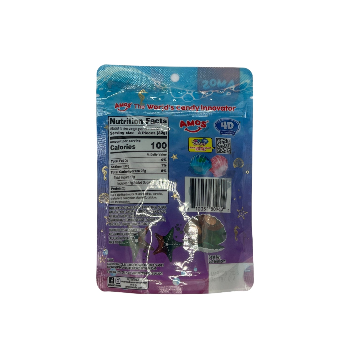 Amos 4D Gummy Mermaid Jewels - 6oz (170g) USA Candy Sweets