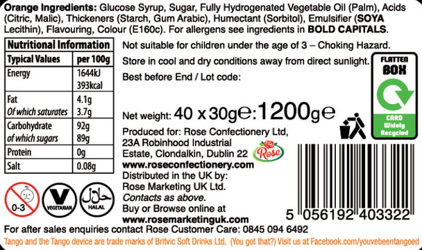 Tango Chewbies Variety Mix Mini Chews Halal Vegetarian Vegan Gelatine Free Gluten Free Stick Pack Candy Sweets