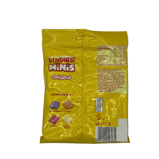 Starburst Minis Original Chewies Sweets Treat Pouch Bag 125g PMP, Vegan Vegetarian Halal Candy Sweets