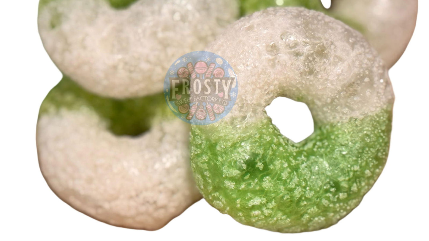 Freeze Dried Candy Sour Green Apple Rings USA Sweets - Frosty Sweet Factory