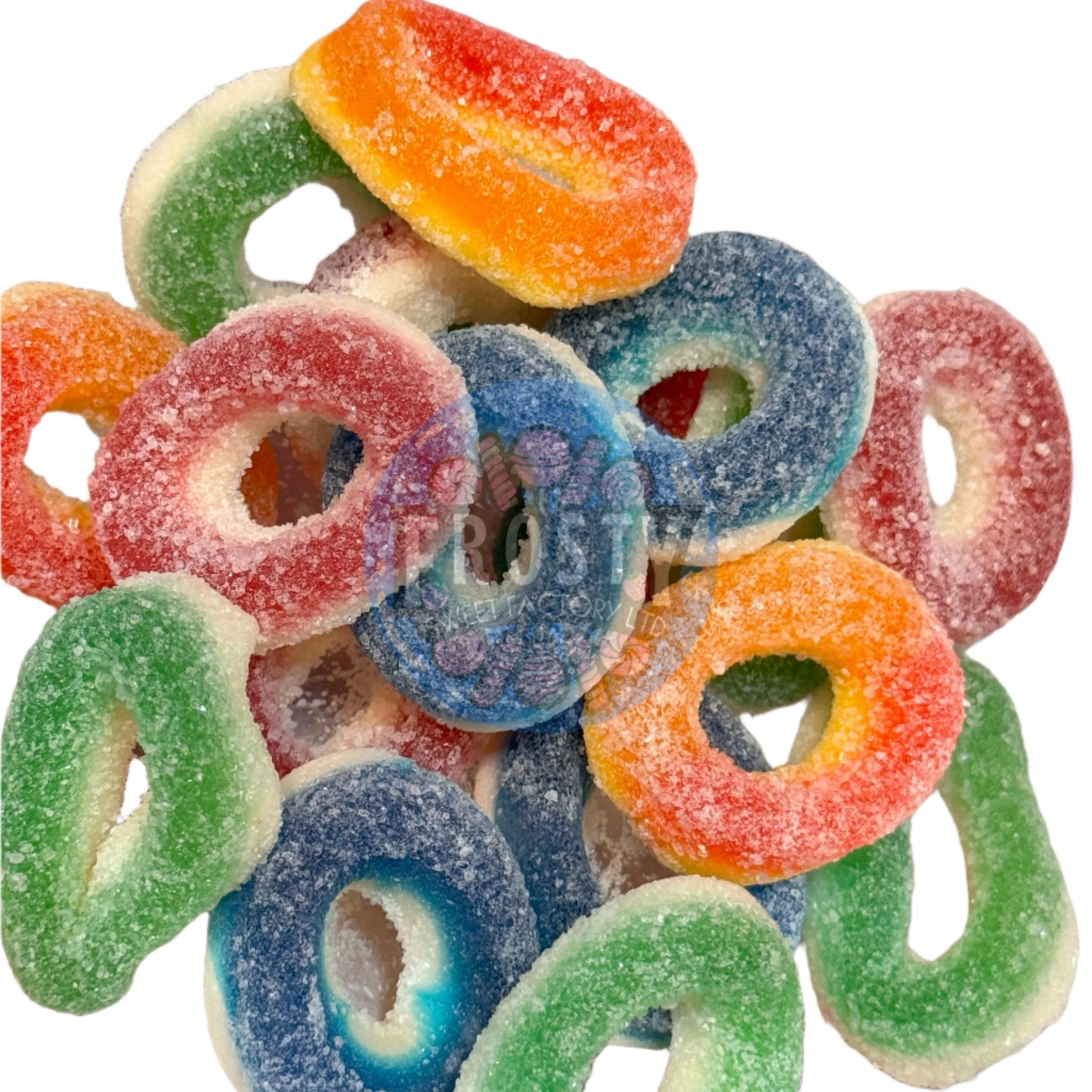 Frostys Rings & Slices Pick N Mix Apple, Blue Raspberry, Fizzy, Peach Watermelon Halal Candy Salad Snack Sweets