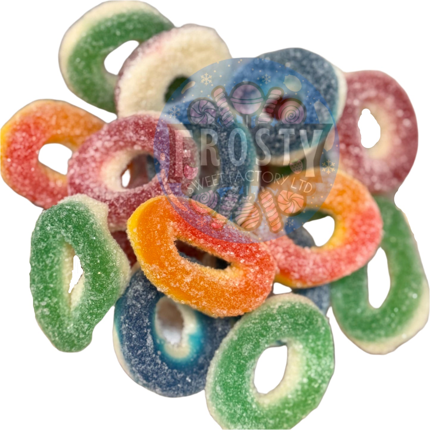 Frostys Rings & Slices Pick N Mix Apple, Blue Raspberry, Fizzy, Peach Watermelon Halal Candy Salad Snack Sweets