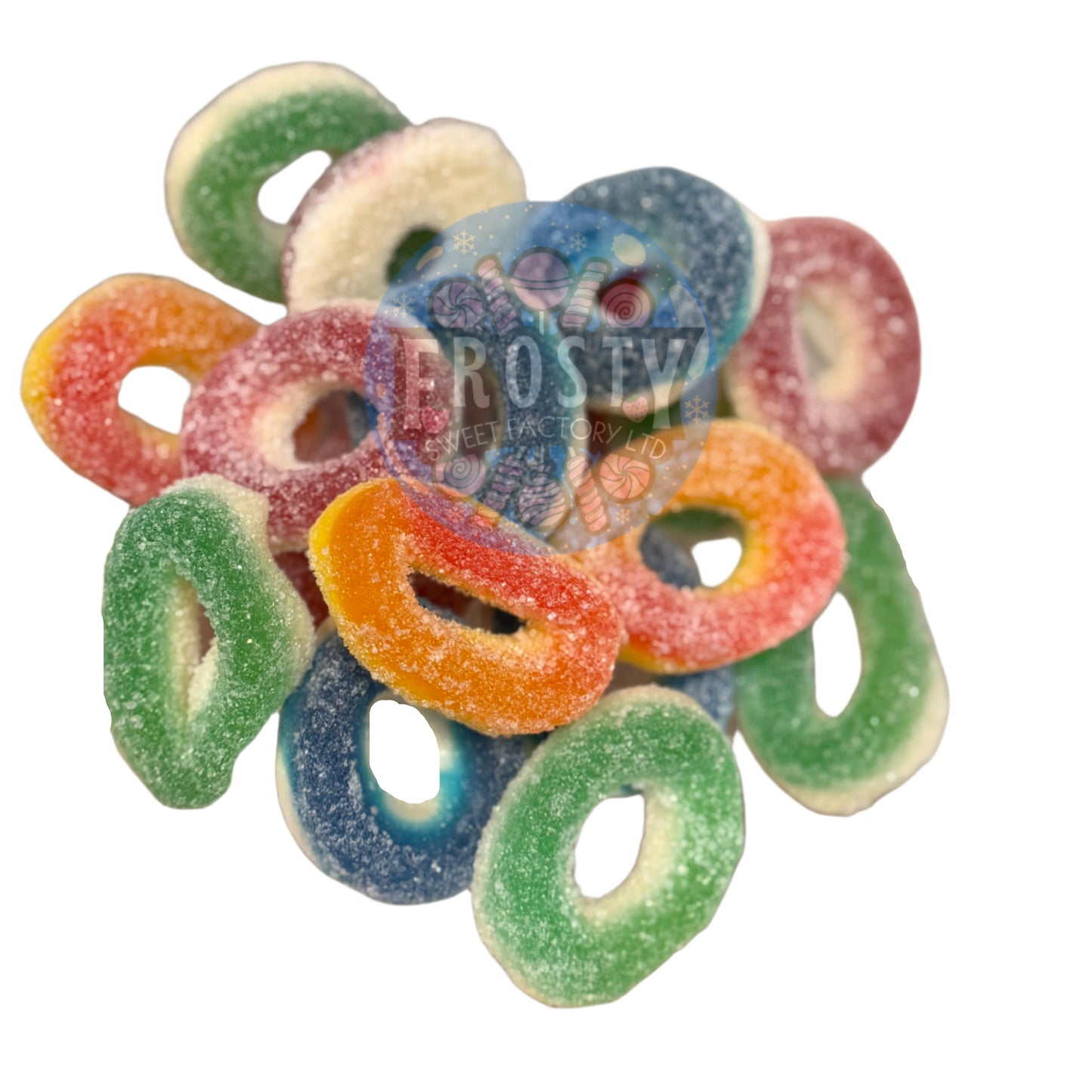 Frostys Rings & Slices Pick N Mix Apple, Blue Raspberry, Fizzy, Peach Watermelon Halal Candy Salad Snack Sweets