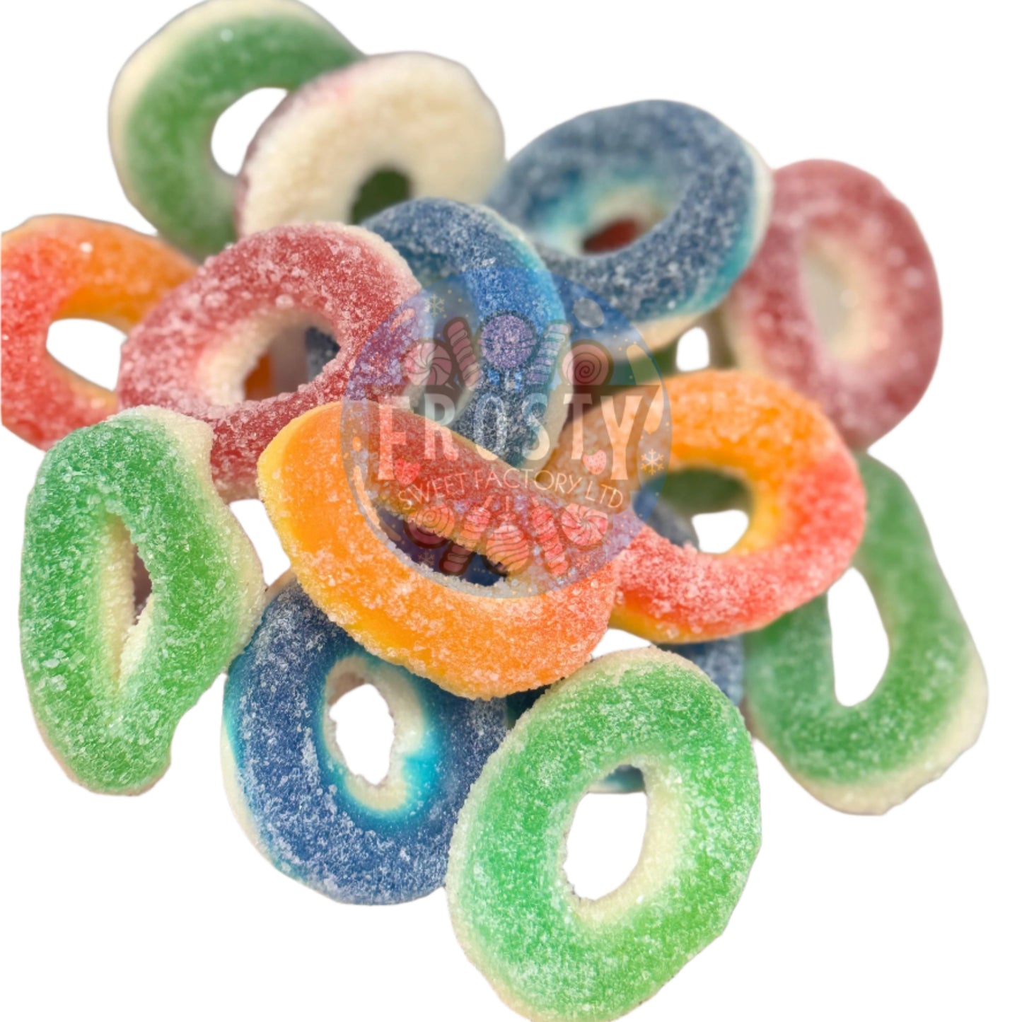 Frostys Rings & Slices Pick N Mix Apple, Blue Raspberry, Fizzy, Peach Watermelon Halal Candy Salad Snack Sweets