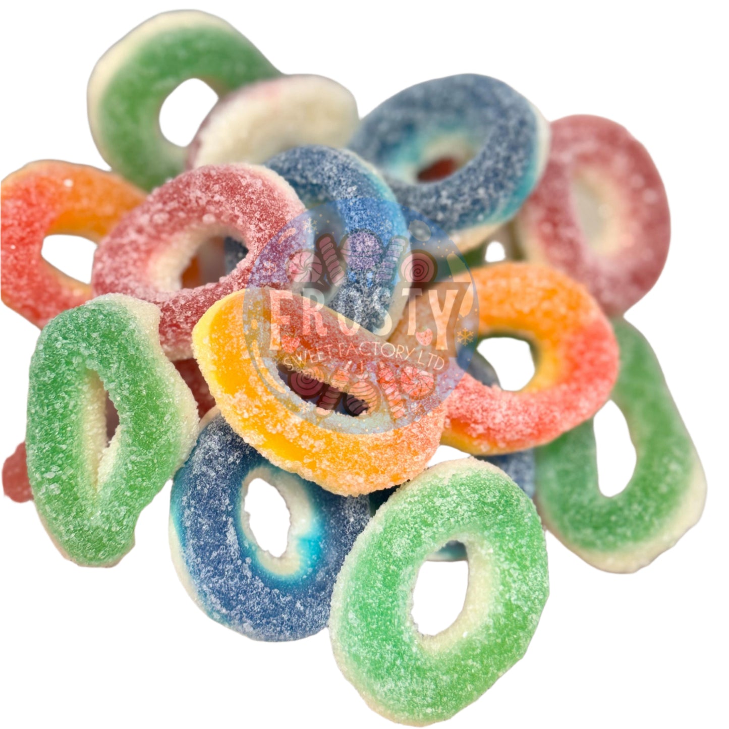 Frostys Rings & Slices Pick N Mix Apple, Blue Raspberry, Fizzy, Peach Watermelon Halal Candy Salad Snack Sweets