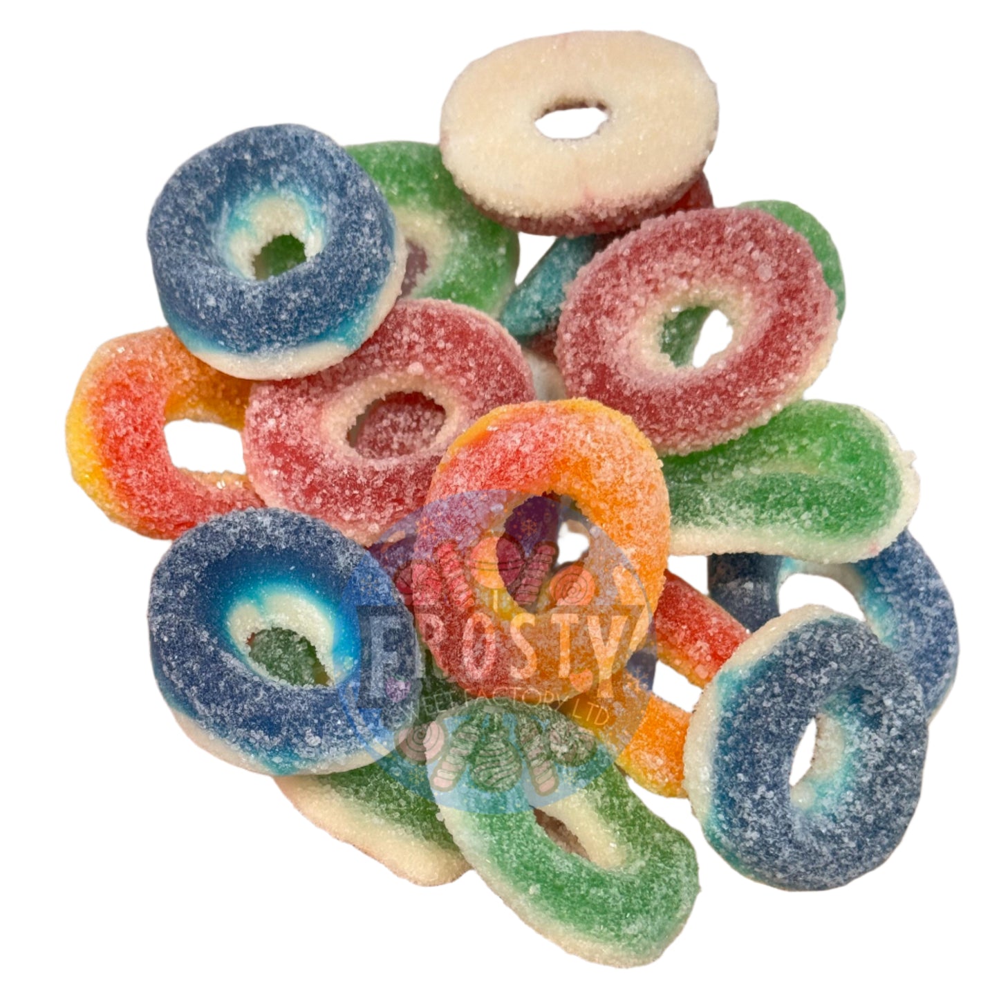 Frostys Rings & Slices Pick N Mix Apple, Blue Raspberry, Fizzy, Peach Watermelon Halal Candy Salad Snack Sweets