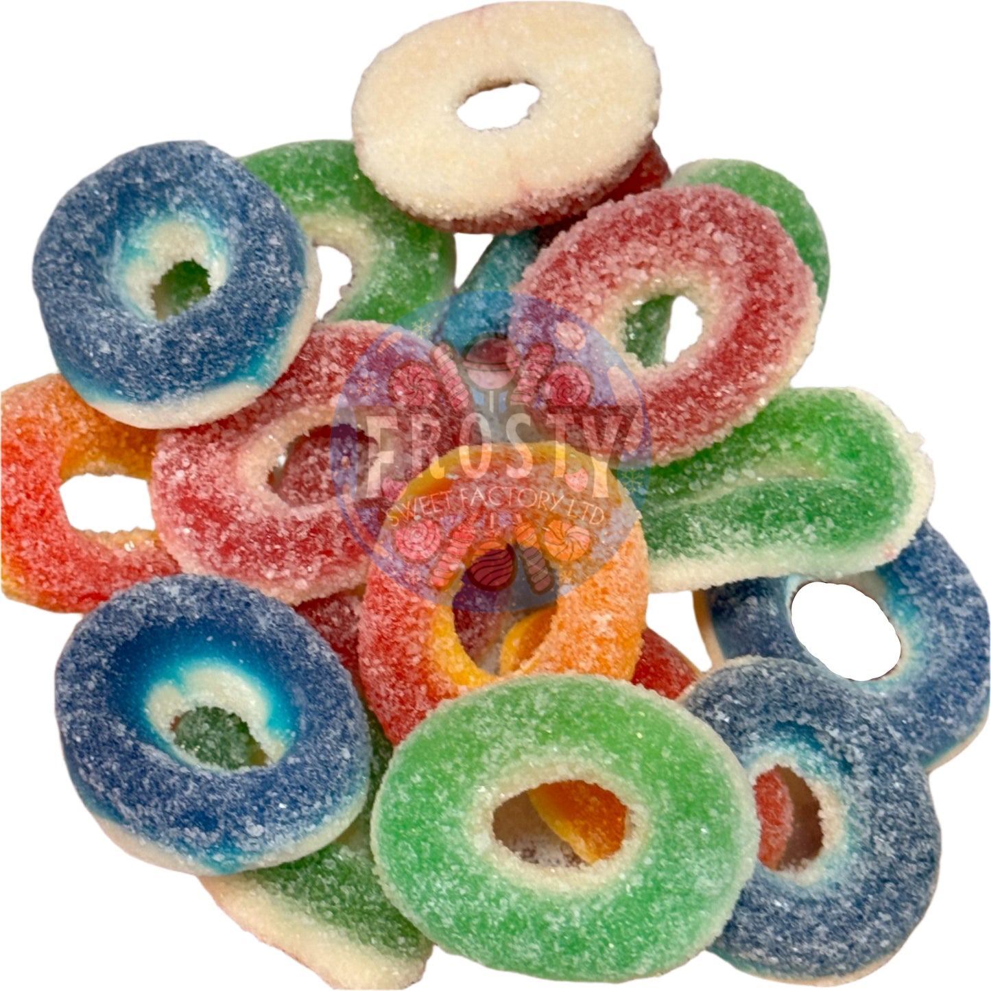 Frostys Rings & Slices Pick N Mix Apple, Blue Raspberry, Fizzy, Peach Watermelon Halal Candy Salad Snack Sweets