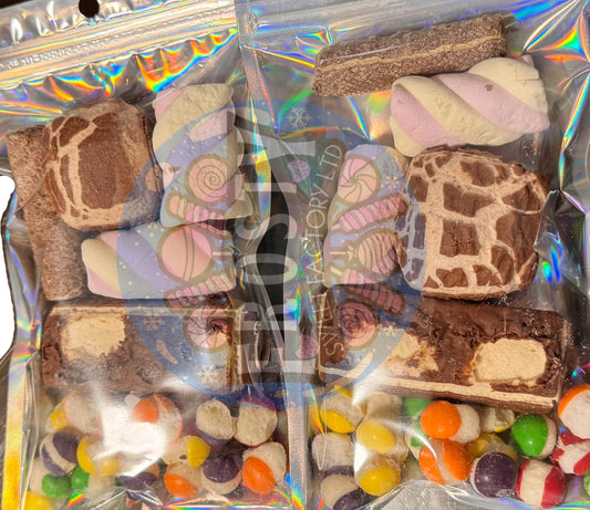Freeze Dried Chocolate, Sweets & Marshmallows Halal Mix Bag Skittles, Chocolate, Mallow Mix Variety Marshmallow Sweets Candy - Frosty Sweet Factory