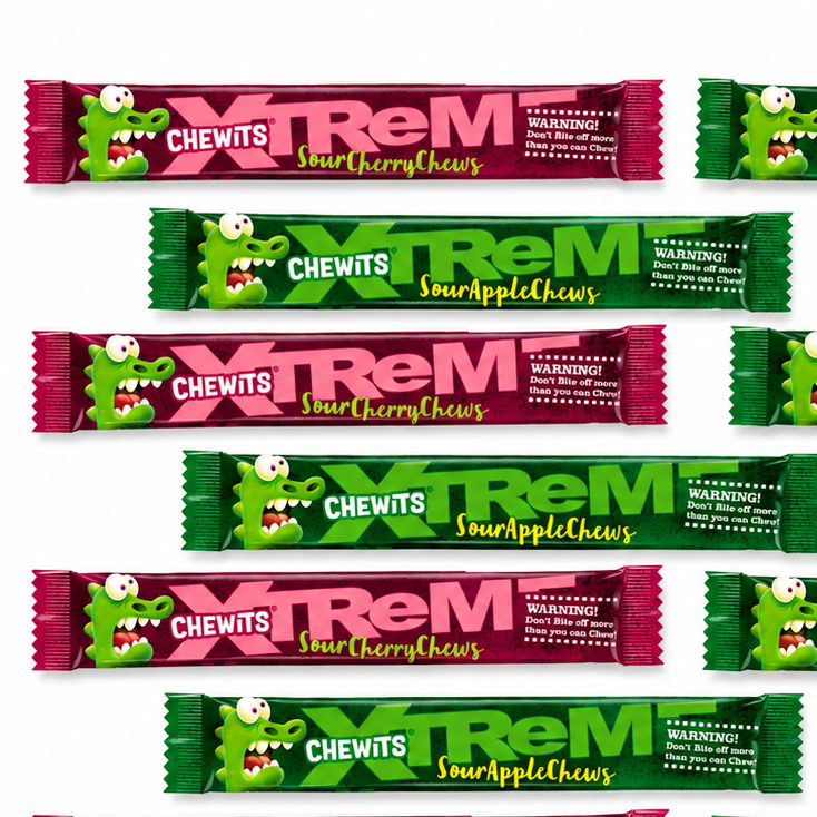 Chewits Xtreme Extremely Sour Chews Mix Vegetarian Halal Candy Sweets