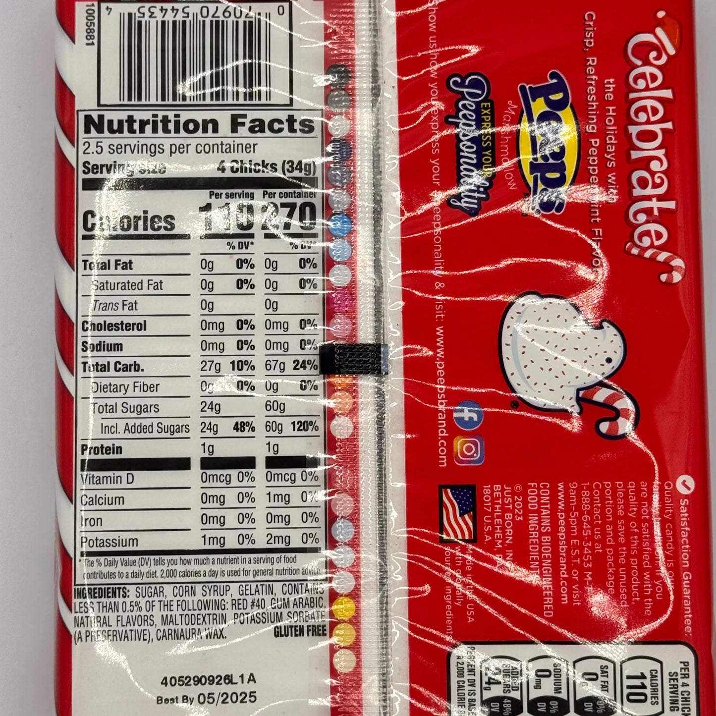 Peeps Marshmallow Candy Cane 10 Pack - 3oz (85g) - Frosty Sweet Factory