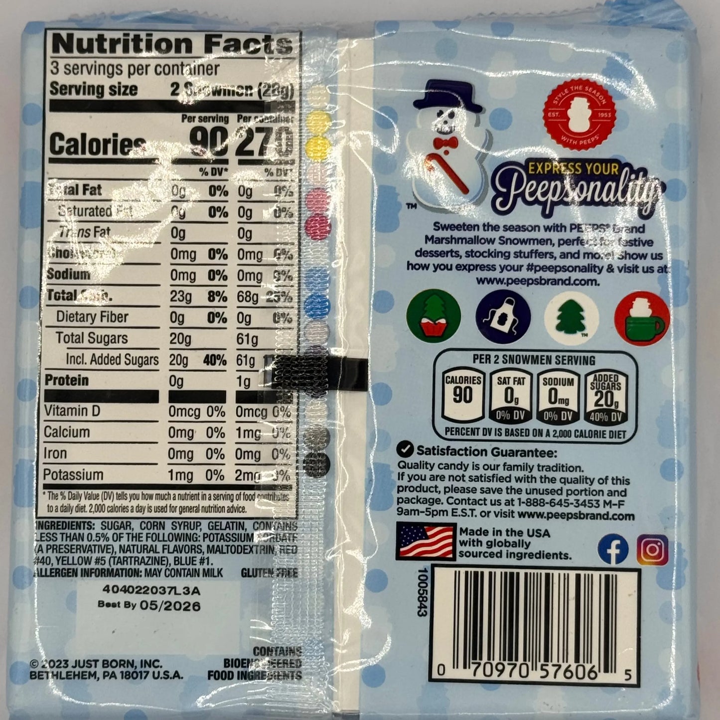 Peeps Marshmallow Snowmen 6 Pack - 3oz (85g) - Frosty Sweet Factory