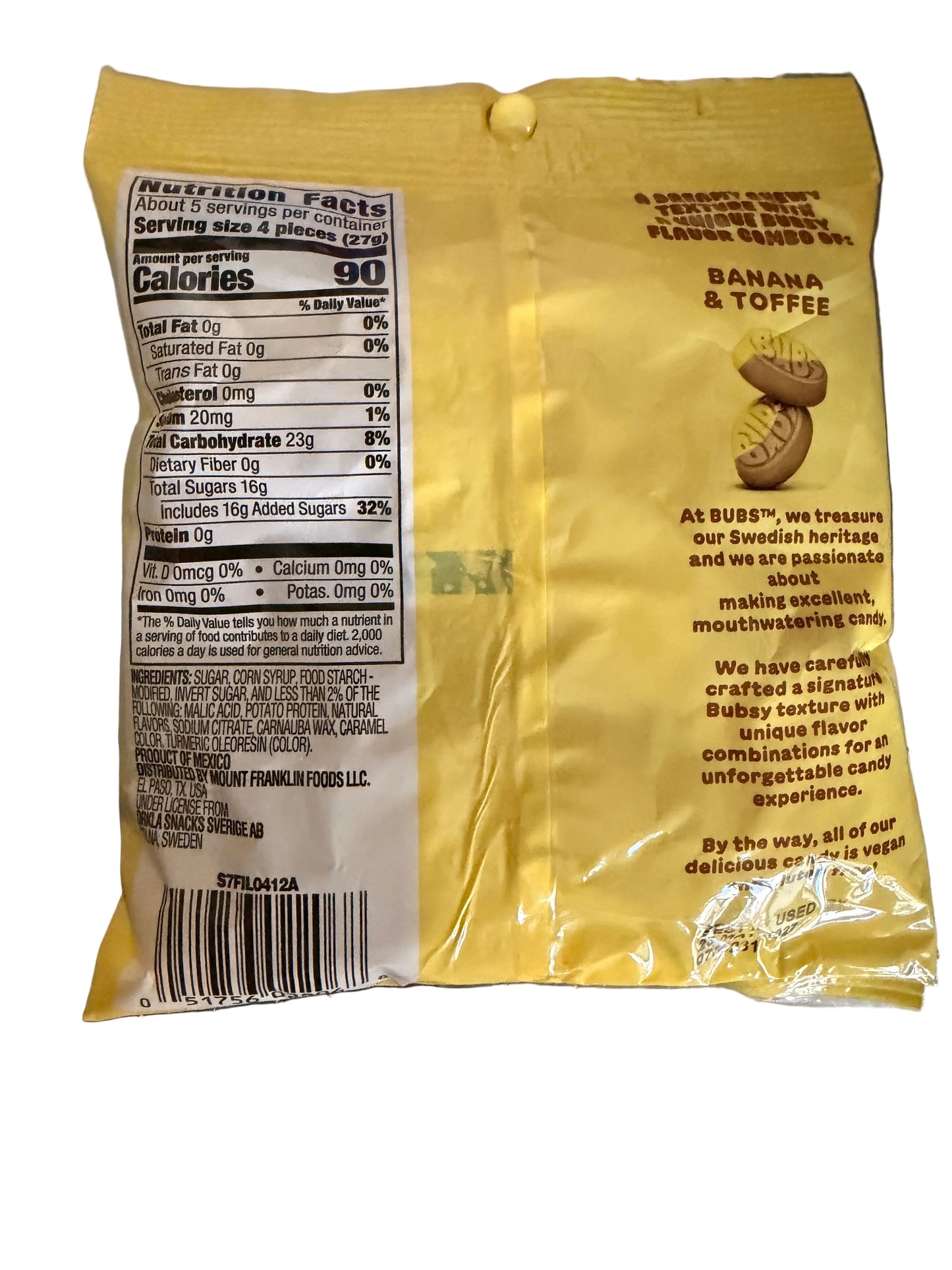 BUBS Sweet Banana Toffee Ovals 5.5oz (156g)