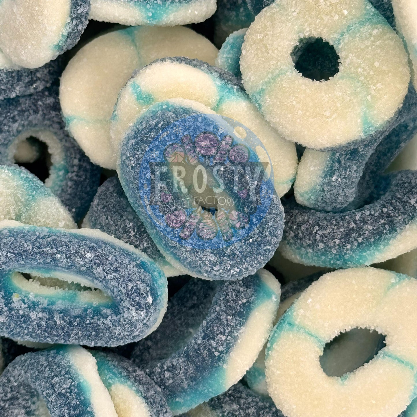Frostys Sour Blue Raspberry Rings Halal Pick N Mix Candy Salad Sweets - Frosty Sweet Factory